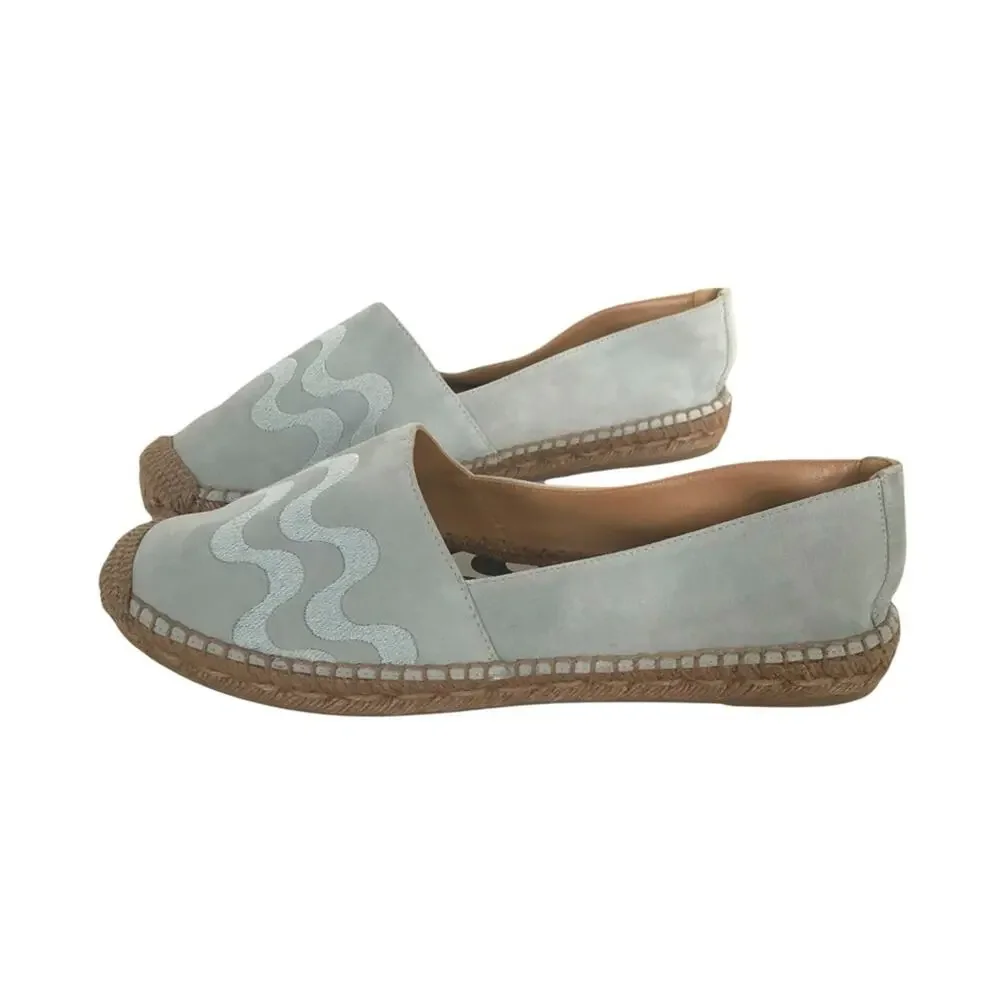 Aquatalia Isela Espadrille Slip On Suede Leather Sky Blue 10 New